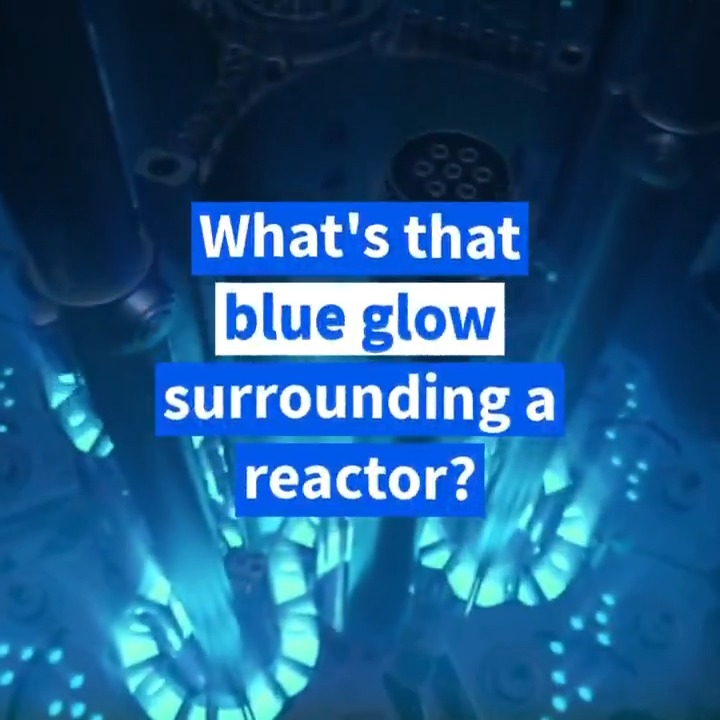 What's that beautiful blue glow around a nuclear reactor core? Cherenkov radiation, charged particles from fission racing faster than light through water, creating an electromagnetic "sonic boom" of light. Fun fact: It's the same effect that makes spent fuel pools glow blue and was key to discovering neutrinos. Writer: Lucas