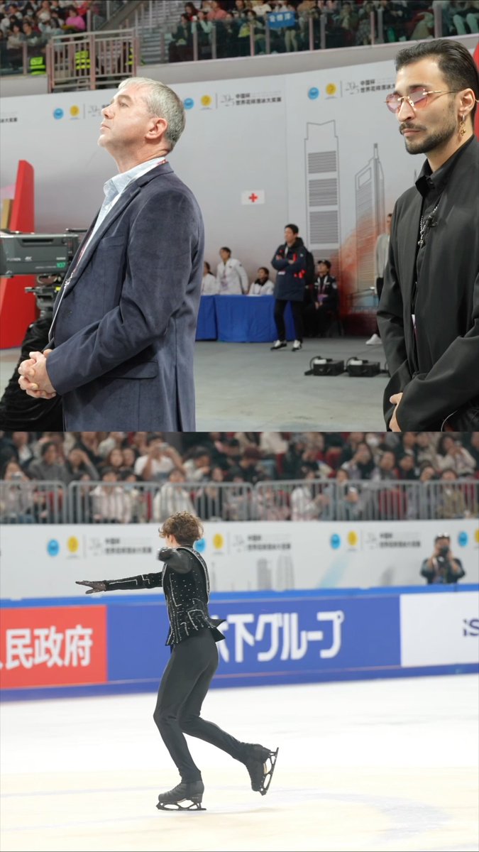 Performance on the ice ⛸️ vs. off the ice 🕺 Olympic Champion Mikhail Shaidorov or his coach? 🥇👀 You decide who stole the show 🔥 #FigureSkating