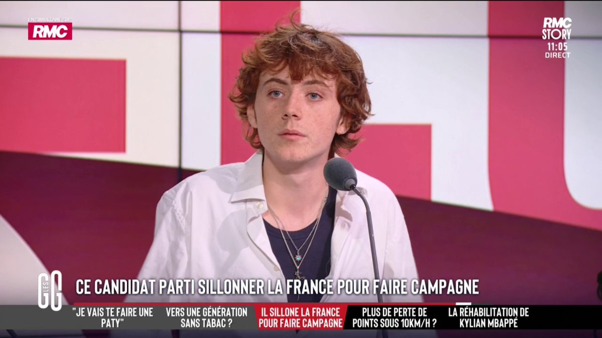 🚨 Manolo, étudiant de 20 ans et candidat à l'élection présidentielle. 🗣️ Manolo Mlekuz : "Je veux faire une convention citoyenne pour rédiger une nouvelle constitution. C'est ma seule proposition." ⬇️ #GGRMC