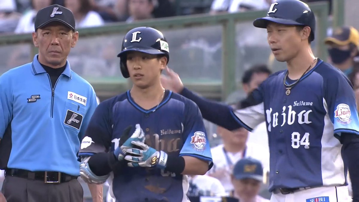 試合を振り出しに戻す #滝澤夏央 選手の適時打! 今日一軍昇格の #蛭間拓哉 選手が同点のホームを踏みます! #seibulions #打破