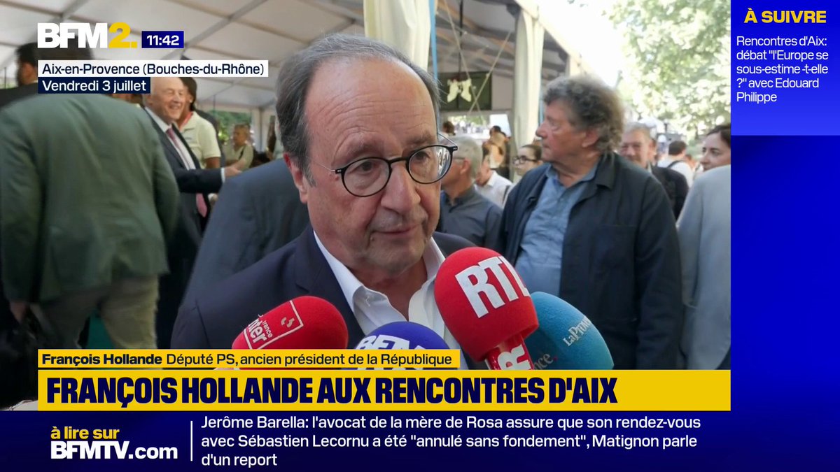 💬"Nous avons besoin d'un gouvernement, d'une stabilité" François Hollande n'est pas "favorable" à la motion de censure des Écologistes à propos de la gestion de la canicule #BFM2