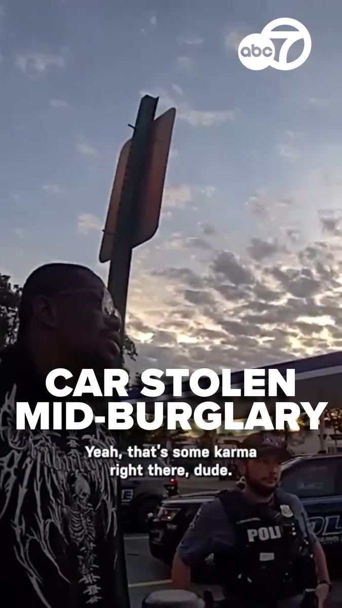"That's kind of some karma right there, ain't it?": Howard County, Maryland, police released body camera footage capturing an incident where a suspect's car was stolen while he was committing a burglary at a Verizon store. 😳😳