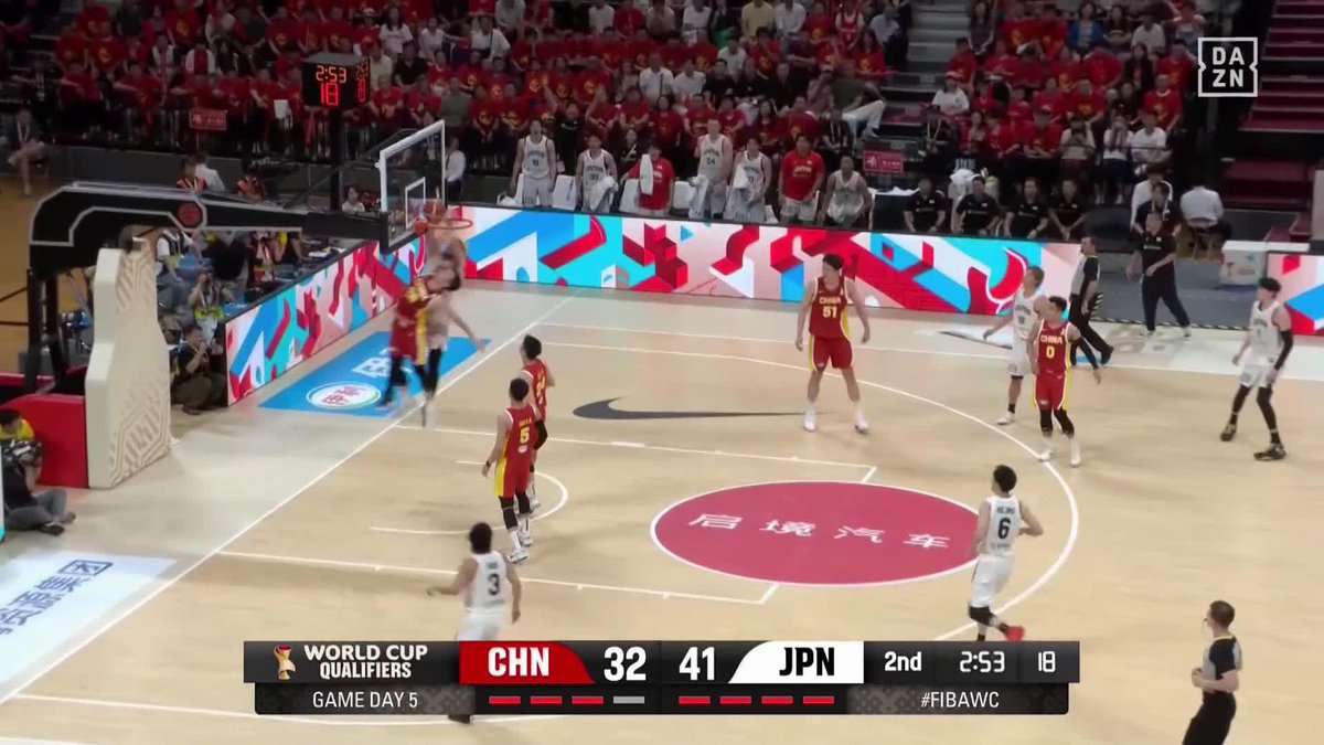 ビッグプレー💪 川真田紘也が攻守に躍動 チームを盛り上げる豪快ダンク🔥 🏆FIBAワールドカップ2027 アジア地区予選🏀 🆚中国×日本 📺#DAZN でライブ配信中 バスケットボール日本代表 #AkatsukiJapan #FIBAWC #StepItUpJapan