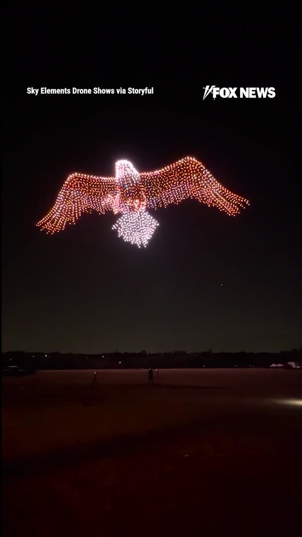 America's 250th birthday celebration is already lighting up the sky. A stunning air show featuring 2,500 drones transformed the night over North Richland Hills, Texas, with massive images of a rocket, a bald eagle, and George Washington. The patriotic display, created by Sky Elements Drone Shows, gave local families an early look at the celebrations leading up to the 250th anniversary of the signing of the Declaration of Independence.