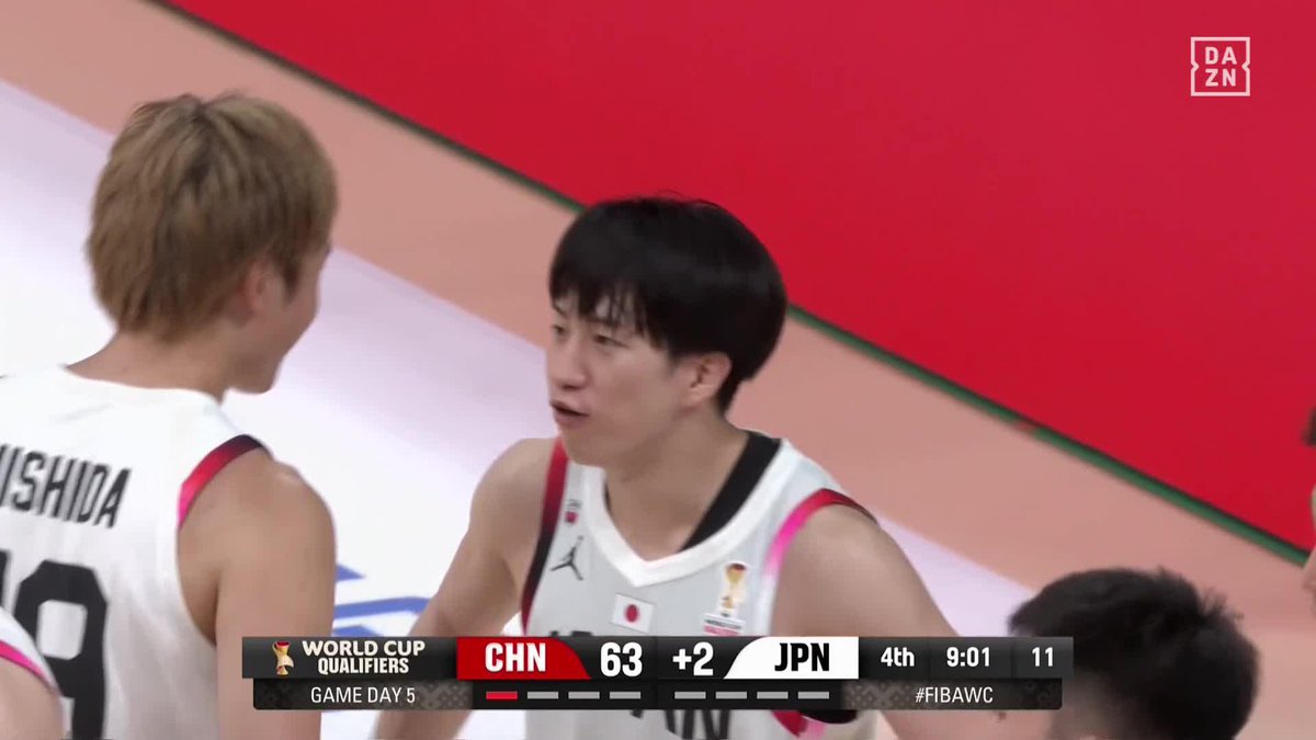 PG陣躍動🕺 今度は齋藤拓実が魅せた✨ 難しい体勢でシュートを沈める 🏆FIBAワールドカップ2027 アジア地区予選🏀 🆚中国×日本 📺#DAZN でライブ配信中 バスケットボール日本代表 #AkatsukiJapan #FIBAWC #StepItUpJapan