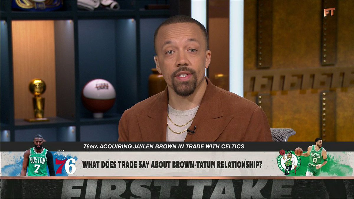 "There is animosity, at the very least. ... I find it hard to believe that Jaylen Brown would have been traded if Jayson Tatum would have [said something]." David Dennis Jr. weighs in on Brown and Tatum's relationship following the trade ✍️