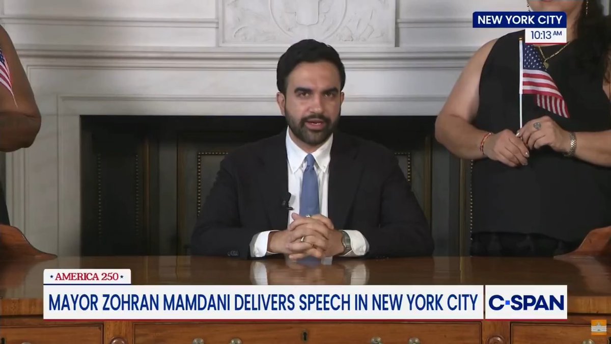 NYC Mayor Mamdani on American exceptionalism: "We are told that America is exceptional because we are richer, stronger, more powerful than everyone else... The truth, my friends is that America is exceptional because here, nothing is fixed into place."