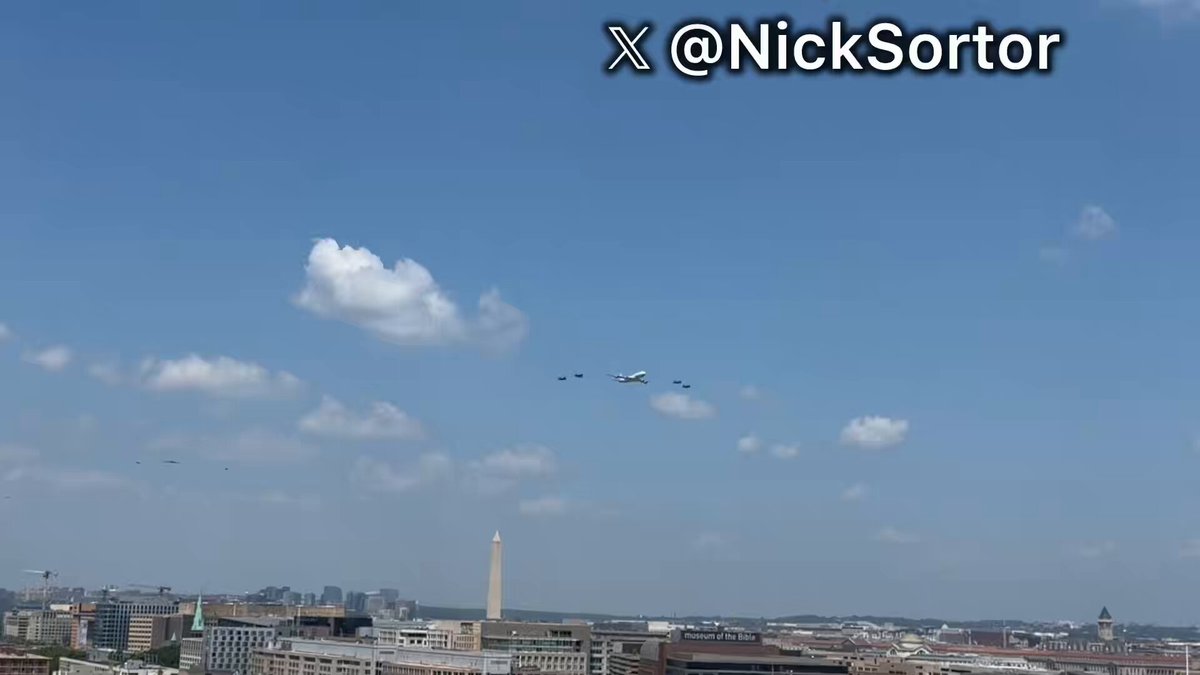 🔥 HOLY CRAP! A MASSIVE trove of America’s most elite military airpower just flew DIRECTLY over the National Mall TWO B-2 Spirit Stealth Bombers, TWO B-1B Lancer supersonic bombers, COUNTLESS fighter jets, refueling aircraft, and more The NEW Air Force One will be joining this formation TOMORROW This one today is just a placeholder 747. Had to save the real one for the real show 😉