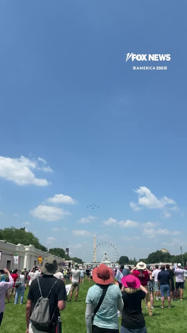 WATCH: U.S. military jets soar over the Great American State Fair as crowds watch from below.