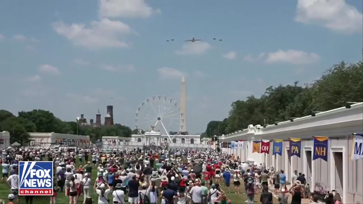 WATCH: NASA F-5s and B-2 bombers soar over the Great American State Fair as crowds watch from below.