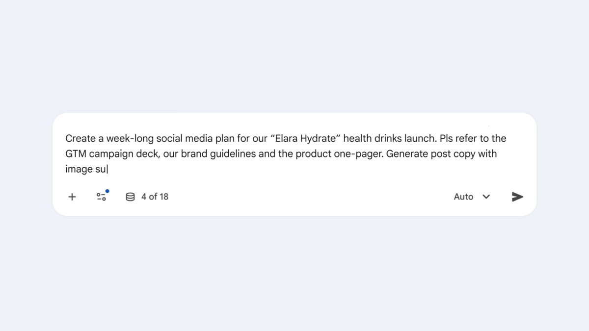 Juggling social media channels for a big campaign launch is overwhelming. Use the Gemini Enterprise app to build a complete campaign plan in no time. From drafting posts and creating images to suggesting replies, it handles the manual work for you →