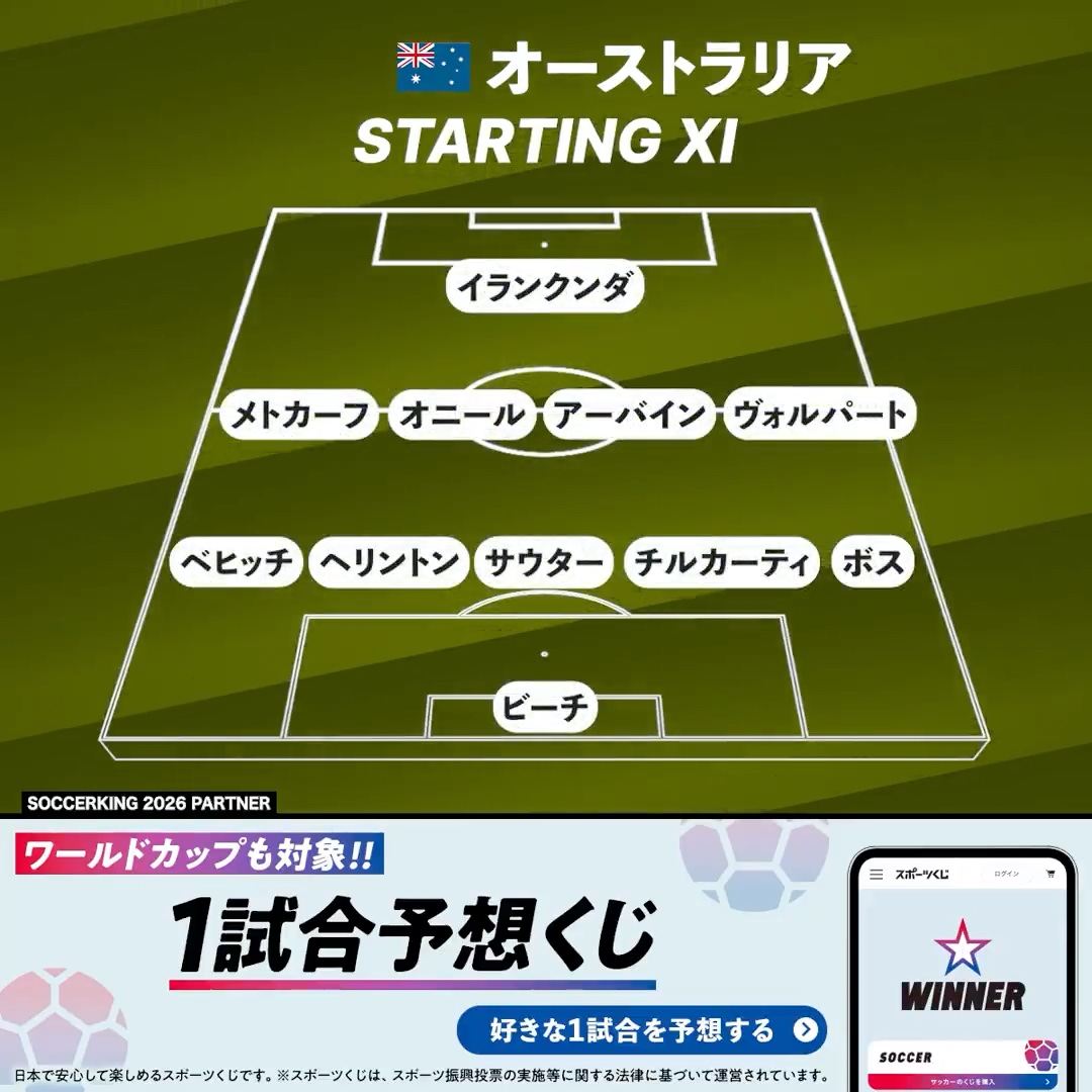 🆙スタメン発表🔥 PR ⚔️ラウンド32 🇦🇺オーストラリア代表🆚🇪🇬エジプト代表 ⏰3:00 キックオフ 📺DAZN／NHK総合