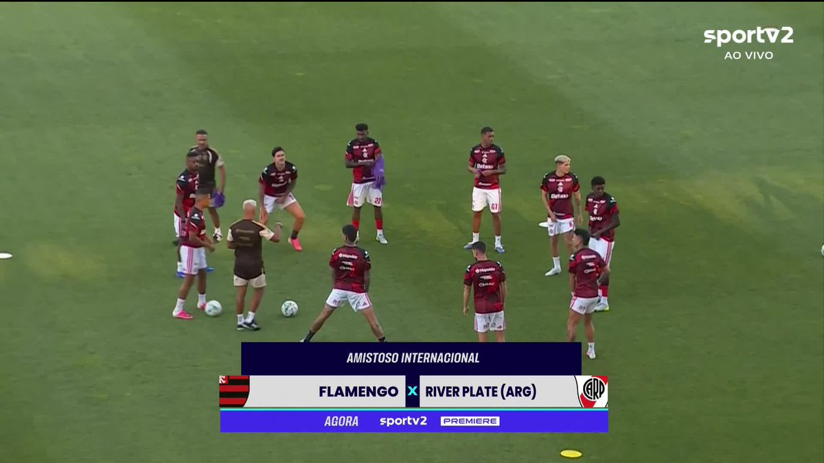 Enquanto isso… Vai rolar a bola para Flamengo x River Plate em Portugal. 🎥 sportv | ge
