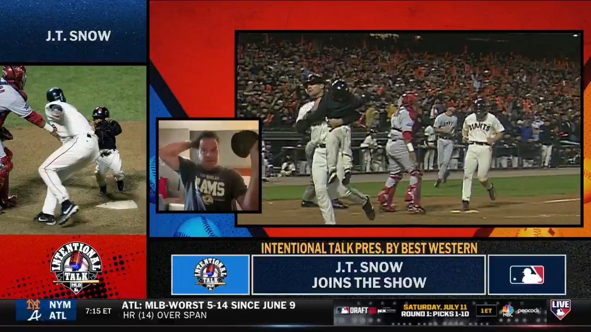 "I saw Darren shoot out of the dugout... I knew exactly what was happening. Bengie Molina said, 'Get him out of the way!'" 😂 JT Snow shares his POV of saving Dusty Baker's son and future MLB player Darren at home plate in the World Series! MLB Network + Corona USA