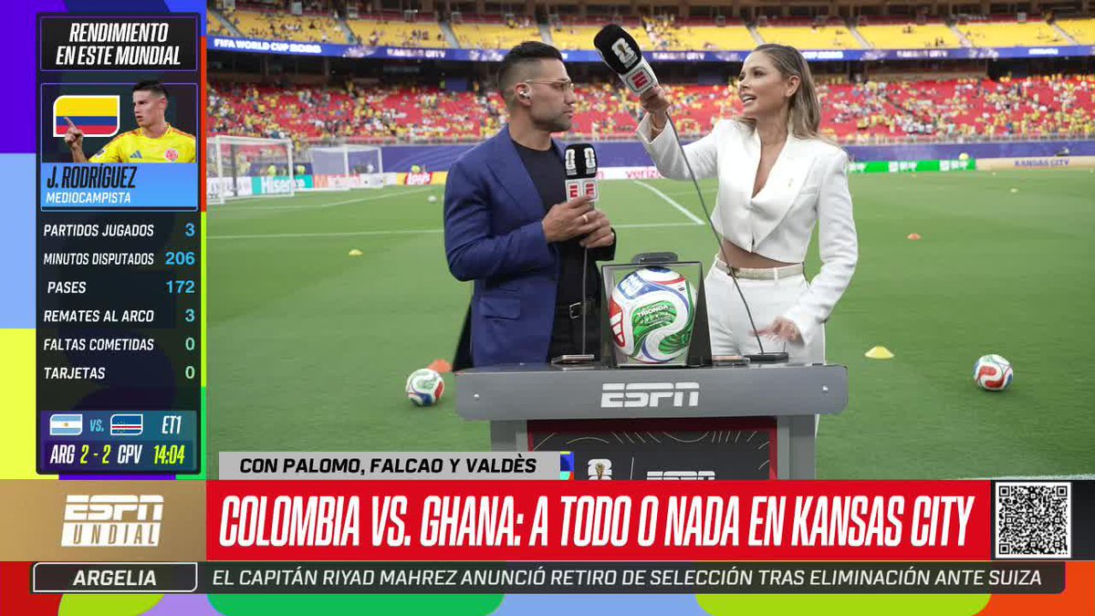 ATENCIÓN: los hinchas colombianos presentes en el estadio para ver a su Selección y Ghana celebraron el gol de Lopes Cabral para el 2-2 parcial de Cabo Verde a Argentina. ⚽ #ESPNMundial 📺 Mirá los mejores partidos de la #FIFAWorldCup por ESPN, en el Plan Premium de #DisneyPlus