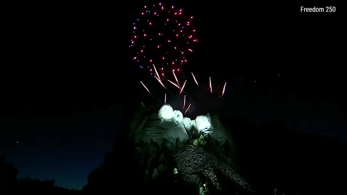 Fireworks illuminate Mount Rushmore after President Trump's celebratory address on the eve of America's 250th birthday. Keep it locked on Fox News for continuing coverage. @america250 @freedom250