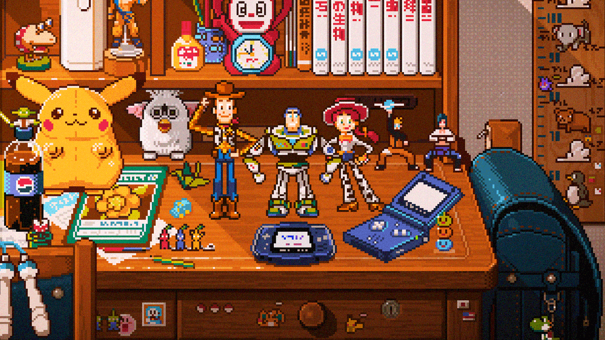 もしウッディが日本の子供と出会い、時が流れたら。 トイストーリー名曲「君はともだち」を8bit風アレンジ、懐かしい子供部屋を舞台にドット絵アニメを描いてみました！