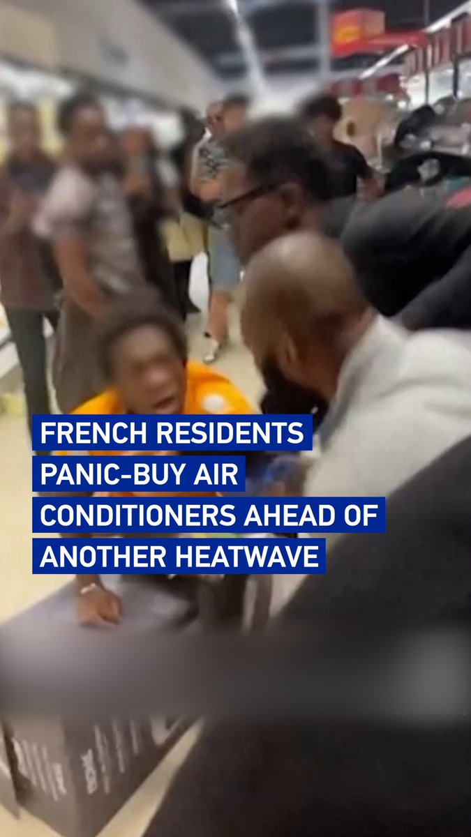 With another heatwave expected to hit France this weekend, chaotic scenes unfolded as shoppers crowded stores, scrambling to buy air conditioners before they sold out. #WorldNow