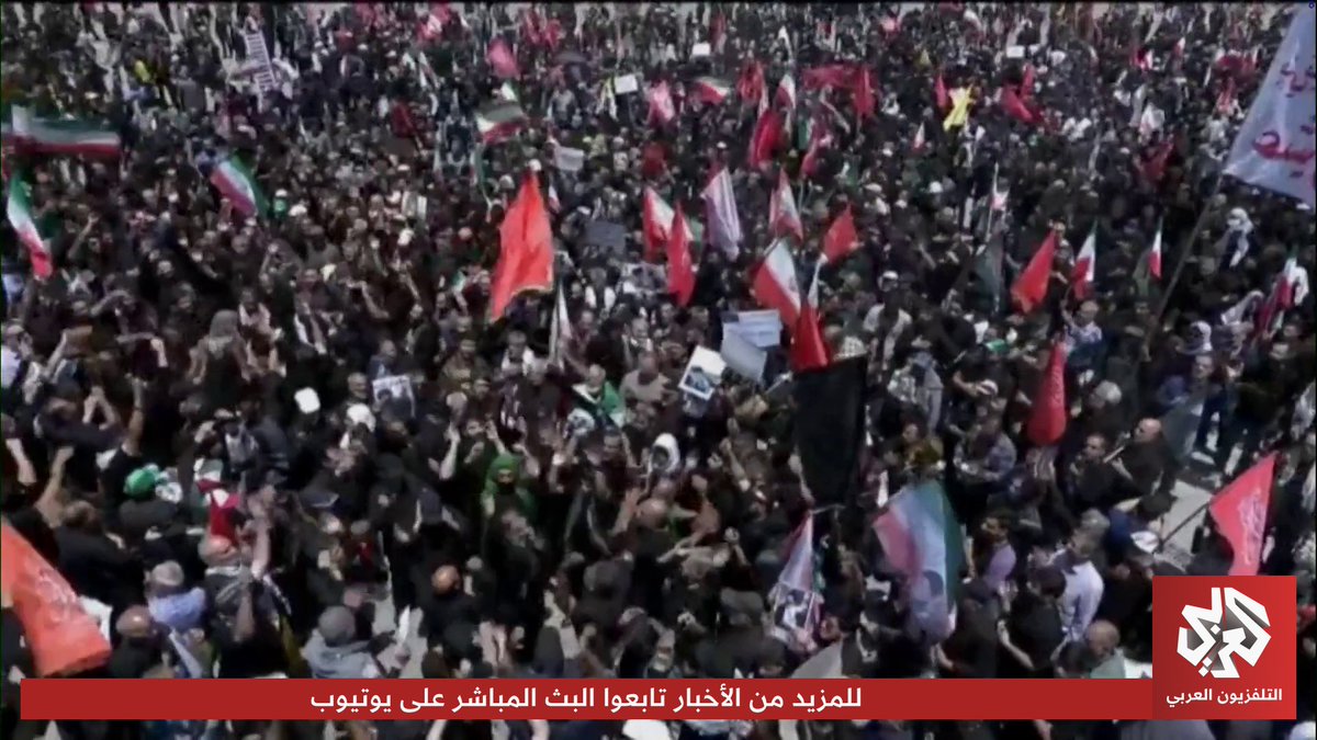توافد مستمر للحشود إلى مصلى الإمام الخميني لتشييع جثمان المرشد الإيراني السابق علي خامنئي