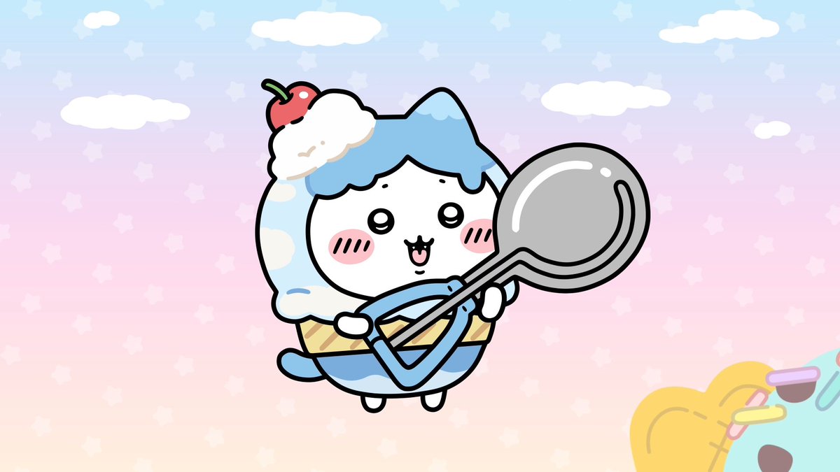 ╭━━━━━━━━━━━╮ 🍨アイス衣装🍨 ハチワレ ╰━━━━━━━━━━━╯ ハチワレのアイス衣装をご紹介✨ ソーダアイスに変身！ あたまの上のサクランボもポイントです🍒 #ちいぽけ #ちいかわぽけっと #ちいぽけアイス