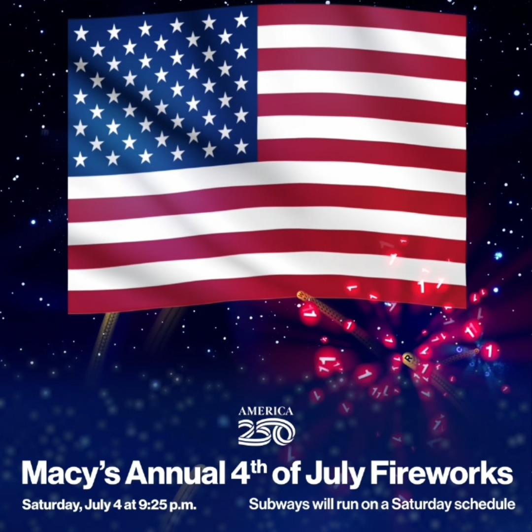 Happy 4th of July 🇺🇸 Are you traveling around the region to celebrate America250 or watching the fireworks tonight? Get all of the details on how to get around this weekend on the subway, bus, LIRR, and Metro-North Railroad:
