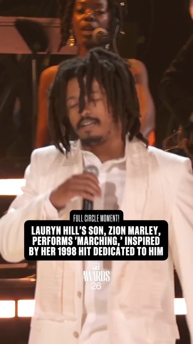 We love a full circle moment 🥹 Lauryn Hill sang about the industry pressure she faced during her first pregnancy in her 1998 song, 'To Zion'. 28 years later, her son, Zion Marley, surprised her on stage with his single 'Marching', inspired by the song she dedicated to him. 🤎 Rewatch the 2026 #BETAwards now on Paramount+.