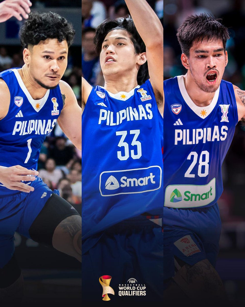 Name this trio 🇵🇭 Carl Tamayo, Kevin Quiambao and Juan Gomez de Liano combined for 30 of GIlas Pilipinas' 39 first half points vs. NZL FIBA WorldCup x StepItUp