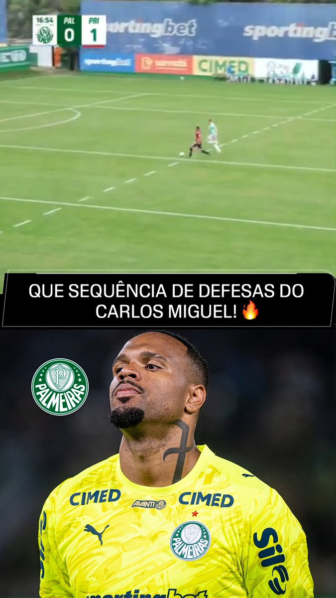 QUE SEQUÊNCIA! 🤩 Neste sábado, o Palmeiras venceu o jogo-treino contra o Primavera por 3 a 1, de virada. Quando ainda estava 1 a 0 para os visitantes, o goleiro alviverde fez três grandes defesas em sequência! 🎥 TV Palmeiras Sportingbet #FutebolNaESPN #Palmeiras