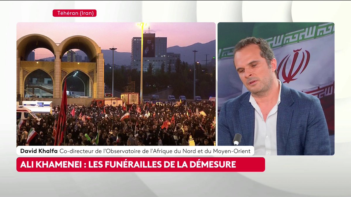 🔴 Iran : "Les images des funérailles ne remettent en rien en cause le divorce entre le régime iranien et la société iranienne", estime David Khalfa, co-directeur de l'Observatoire de l'Afrique du Nord et du Moyen-Orient à la Fondation Jean-Jaurès. #ToutEstPolitique #canal16