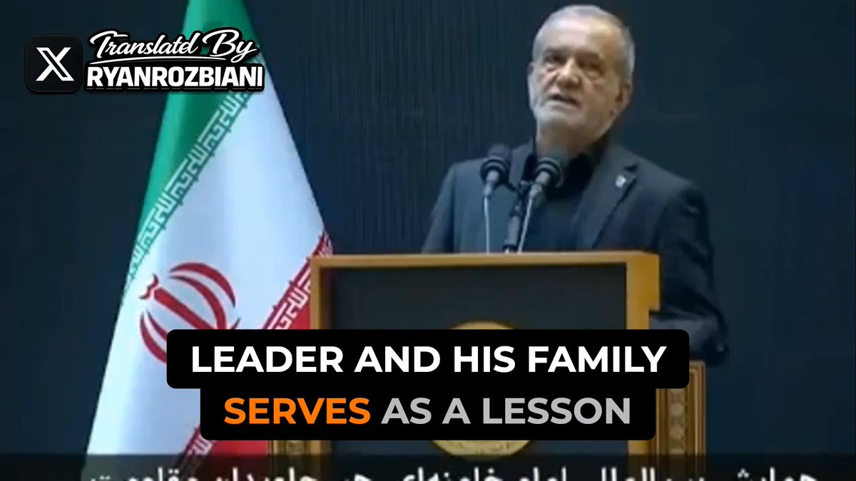 Iran's President Calls Israel a CANCER, Vows to Carry on Ayatollah Khamenei's Path Dr. Masoud Pezeshkian: "I have not bid farewell to the Leadership, and I never will. The Leader is alive in my heart, in my mind, and before me always, and will remain ALIVE. They are alive. We must continue his path. We must keep his message alive. And it is this message and this path that can save us all." He then pointed to who Israel has been killing across the region, from Gaza and Lebanon to Syria, Iraq, and Iran. "They pin the crime of TERRORISM on the Muslims, while a world that calls itself civilized defends the CANCER they created and equips it to assassinate our scholars ONE BY ONE. Are WE the ones bringing instability to this region?" The side arming the killers is the one lecturing Iran about stability.
