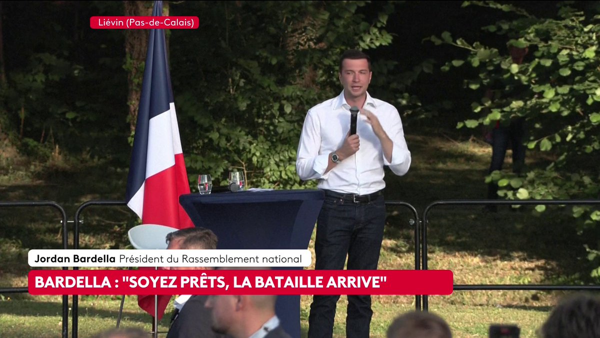 🔴 DIRECT. Jordan Bardella s'exprime depuis Liévin : "Le vrai danger pour notre pays serait de continuer à vivre dans un pays où la fête et les moments de joie sont devenus impossibles", déclare le président du Rassemblement national. #canal16
