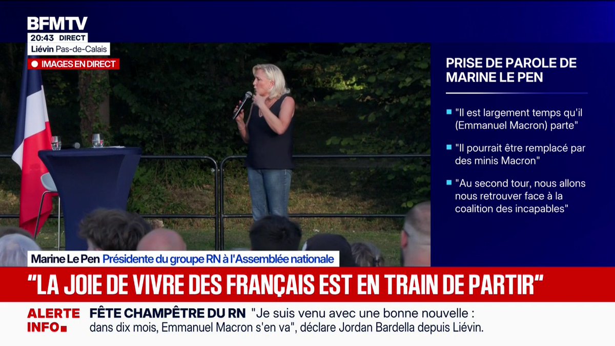 "La joie de vivre des Français est en train de partir", regrette Marine Le Pen