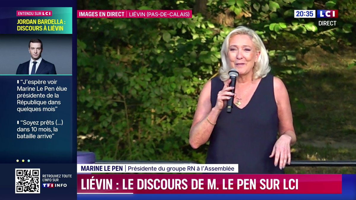 🗣️ "L’extrême gauche ne sait pas débattre, elle insulte, elle diffame, elle a effondré ce qui faisait un des piliers de notre démocratie : l’échange d’idées", Marine Le Pen depuis Liévin (Pas-de-Calais)