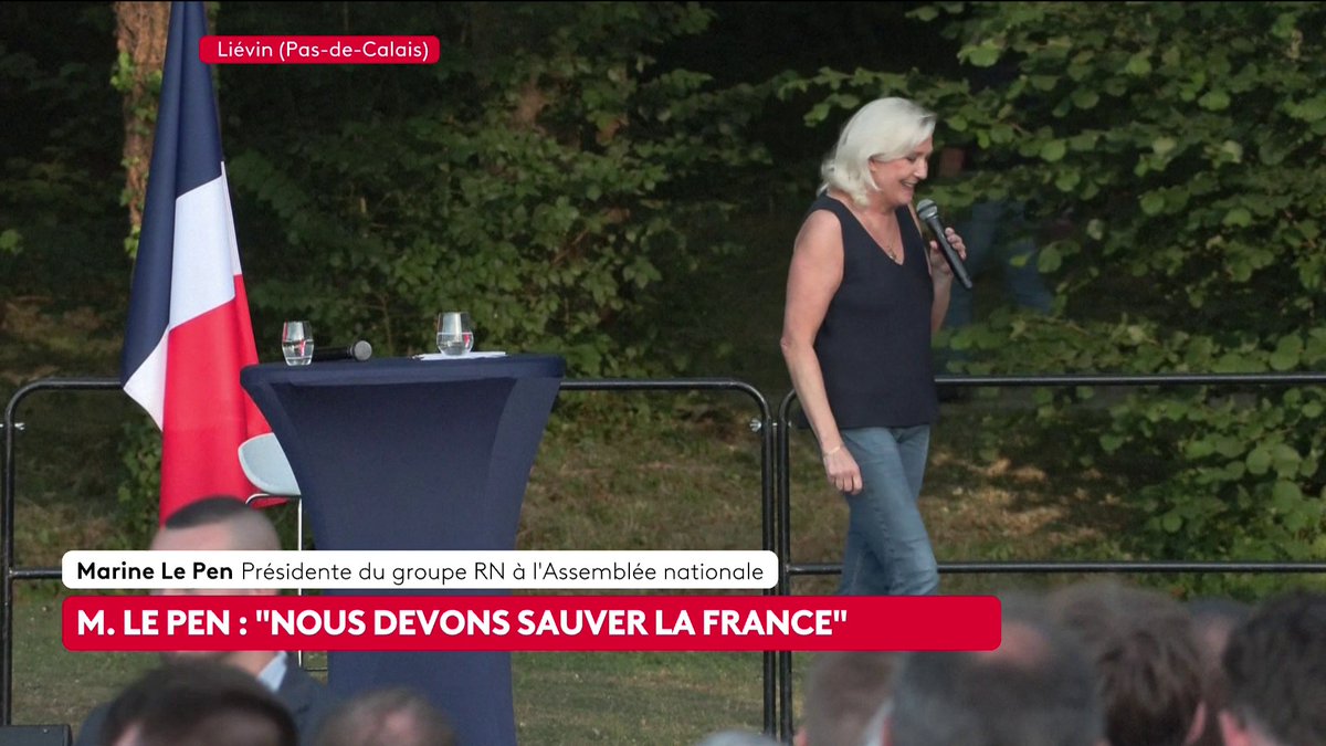 🔴 DIRECT. Marine Le Pen s'exprime depuis Liévin : "Si la justice m'interdit de me présenter, alors je soutiendrai évidemment tous les jours et jusqu'à sa victoire la candidature de J.Bardella", affirme la présidente du groupe RN à l'Assemblée nationale. #canal16