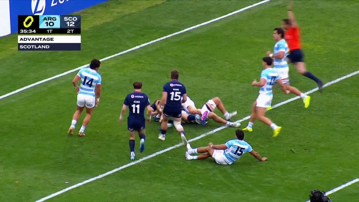 Scotland are flying! 🏴 Incredible execution from the backs yet again, and it's Hutchinson with a classy finish 🏉