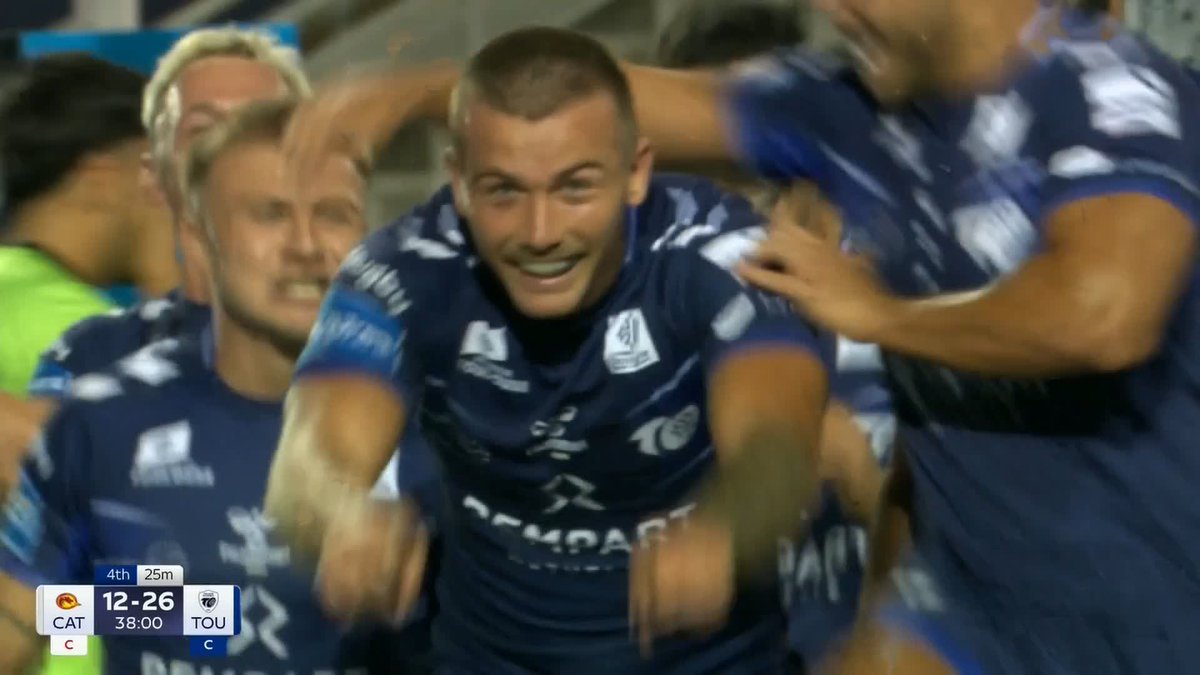 Second try of the half for Brendan Hands 🔥 Toulouse extend their lead before halftime to 14 points against Catalans Dragons!