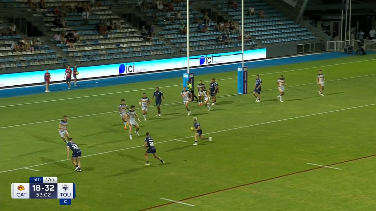 "What a try that is and what a player that is!" Olly Ashall-Bott extends the lead for Toulouse in emphatic fashion against the Catalans Dragons ✨