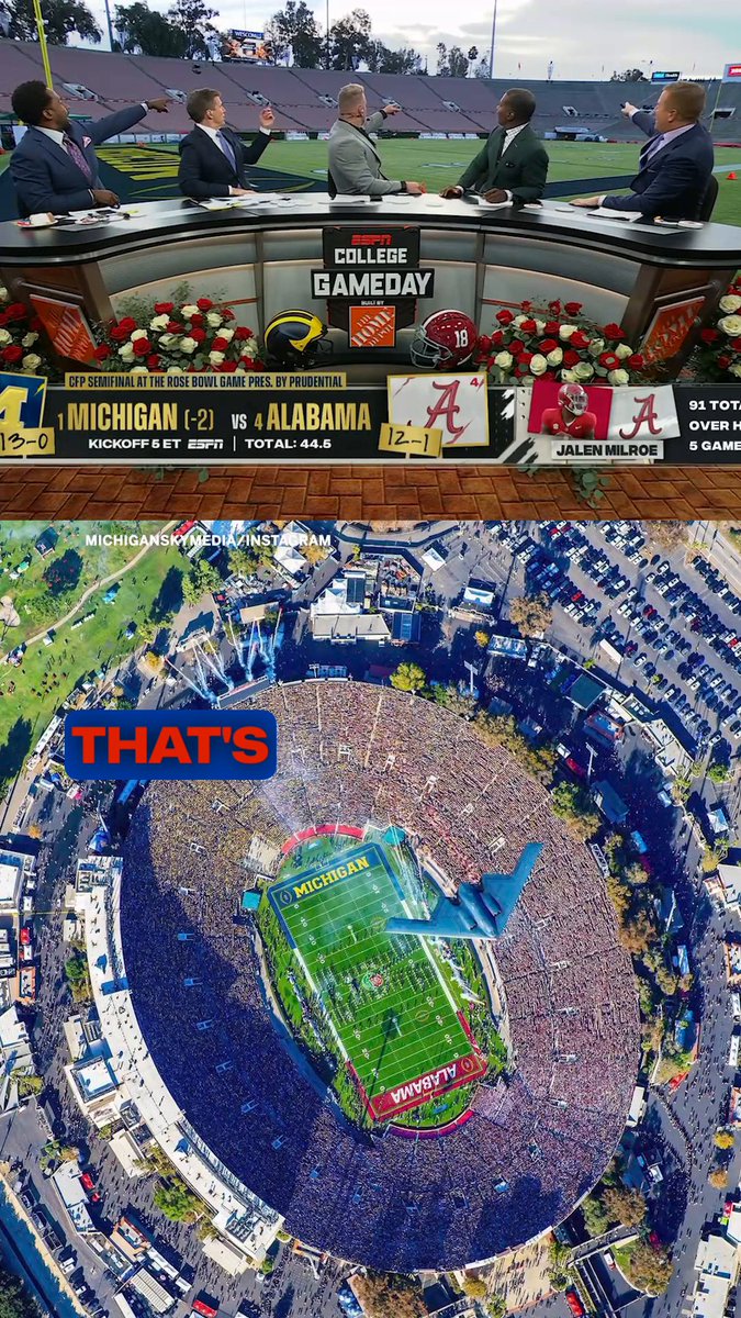 The crew was loving the flyover before the 2024 Rose Bowl 🇺🇸 (📸: michiganskymedia/Instagram)