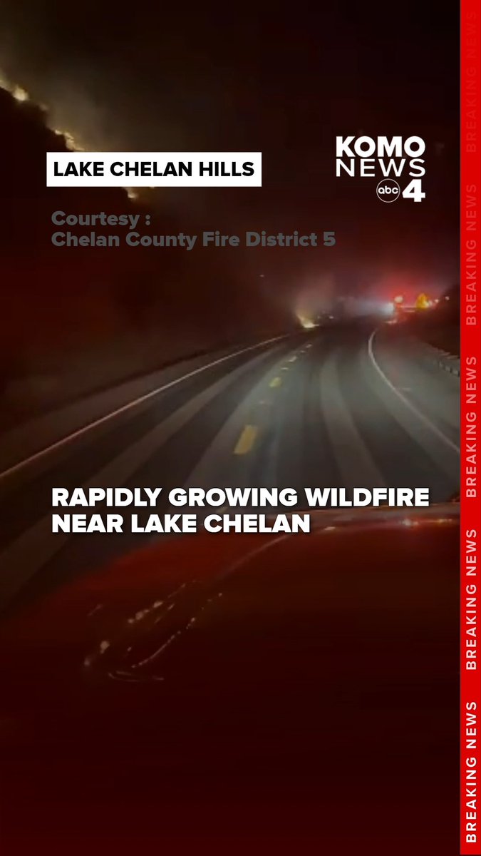 #BREAKING: A wildfire east of Lake Chelan has triggered evacuations and a major response. The Chelan Hills fire was first reported at midnight as a rapidly growing wildfire near the intersection of U.S. 97 and Chelan Hills Acres Road. Firefighters continue working to protect homes and slow the fire's spread.