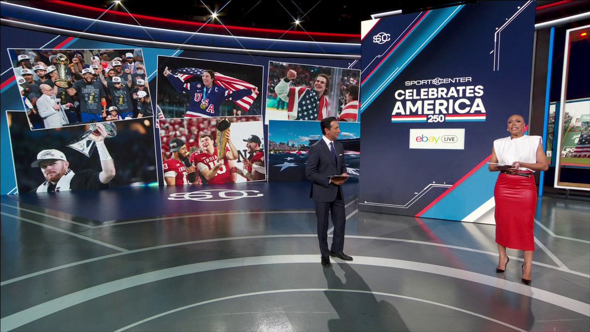 .christine williamson and Kevin Negandhi kick off SportsCenter's celebration of #America250 🇺🇸