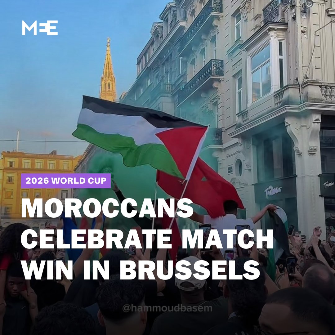 Moroccans in Brussels chanted for a free Palestine as celebrated the team's win over Canada in the Fifa World Cup on Saturday. The North African side won 3-0 and will advance to the round of 16.
