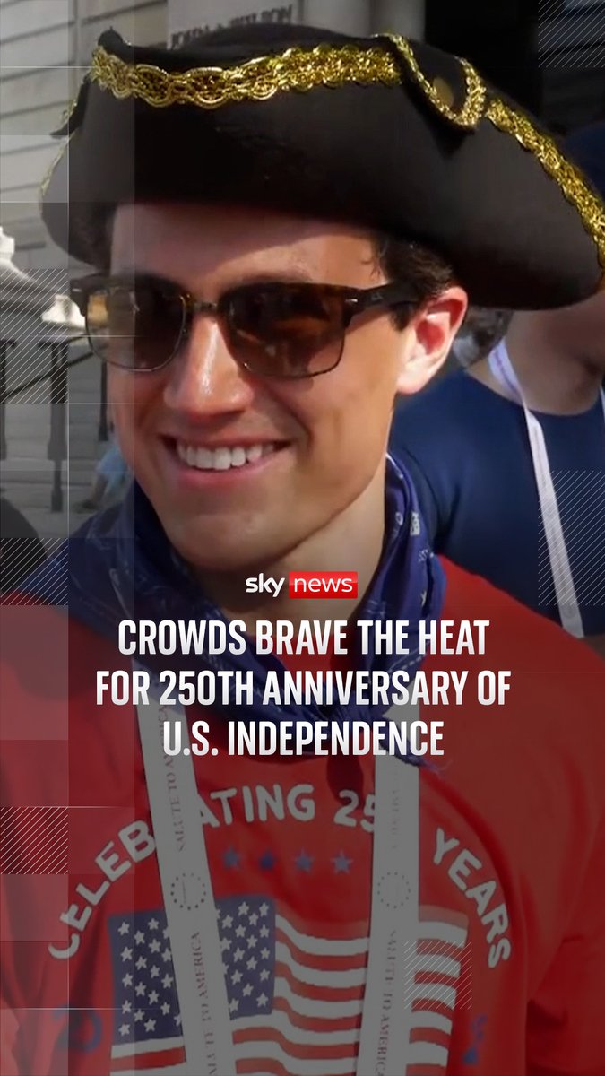 Sky's David Blevins spoke to crowds in Washington DC braving the heat as they queued for festivities marking the 250th anniversary of American independence. Forecasters have warned that several cities on the East Coast, including Washington DC, could tie or break daily heat records. 🔗