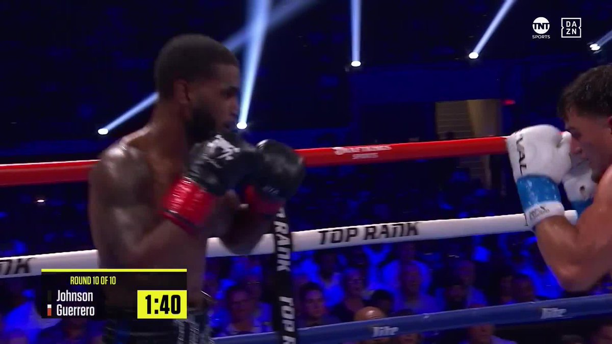 Tiger Johnson trying to put the finishing touches on this one 😲 #TheFight | #MasonBell DAZN Boxing