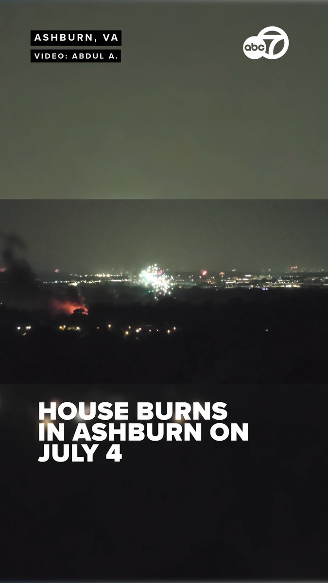 A house in Ashburn went up in flames on July 4 as fireworks exploded in the distance. 7News was sent this video from a viewer showing the spectacle of both the home ablaze and the fireworks going off.