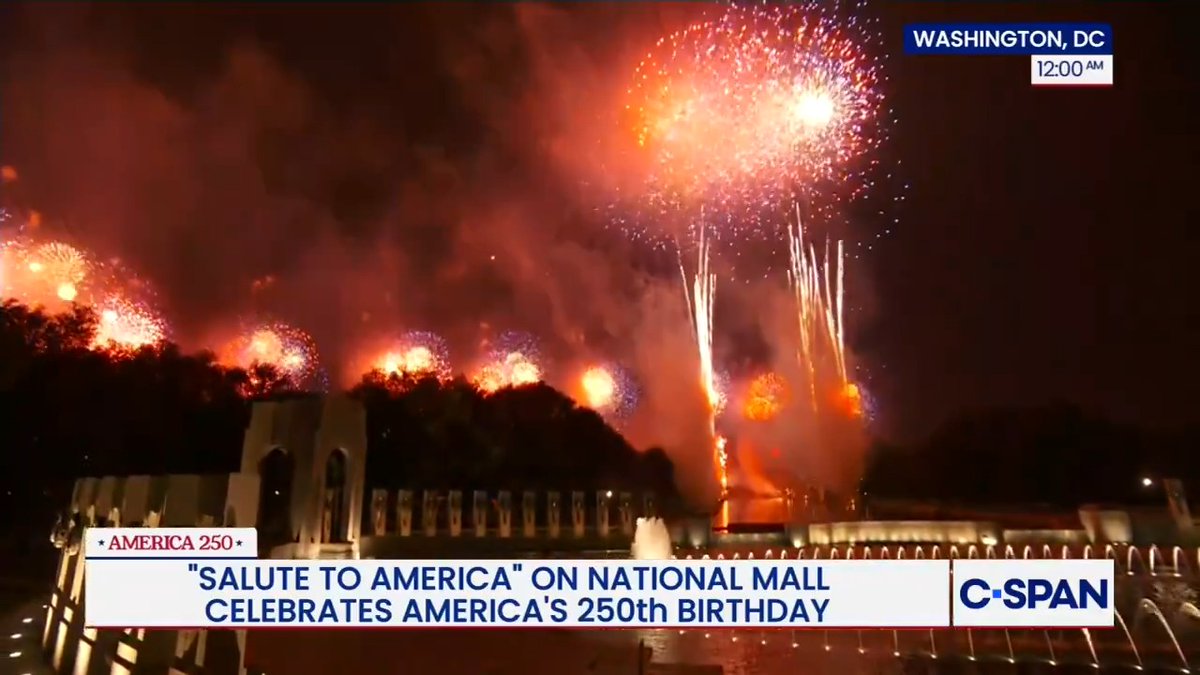 Fireworks illuminate the D.C. sky following President Trump's remarks at the "Salute to America" celebration.
