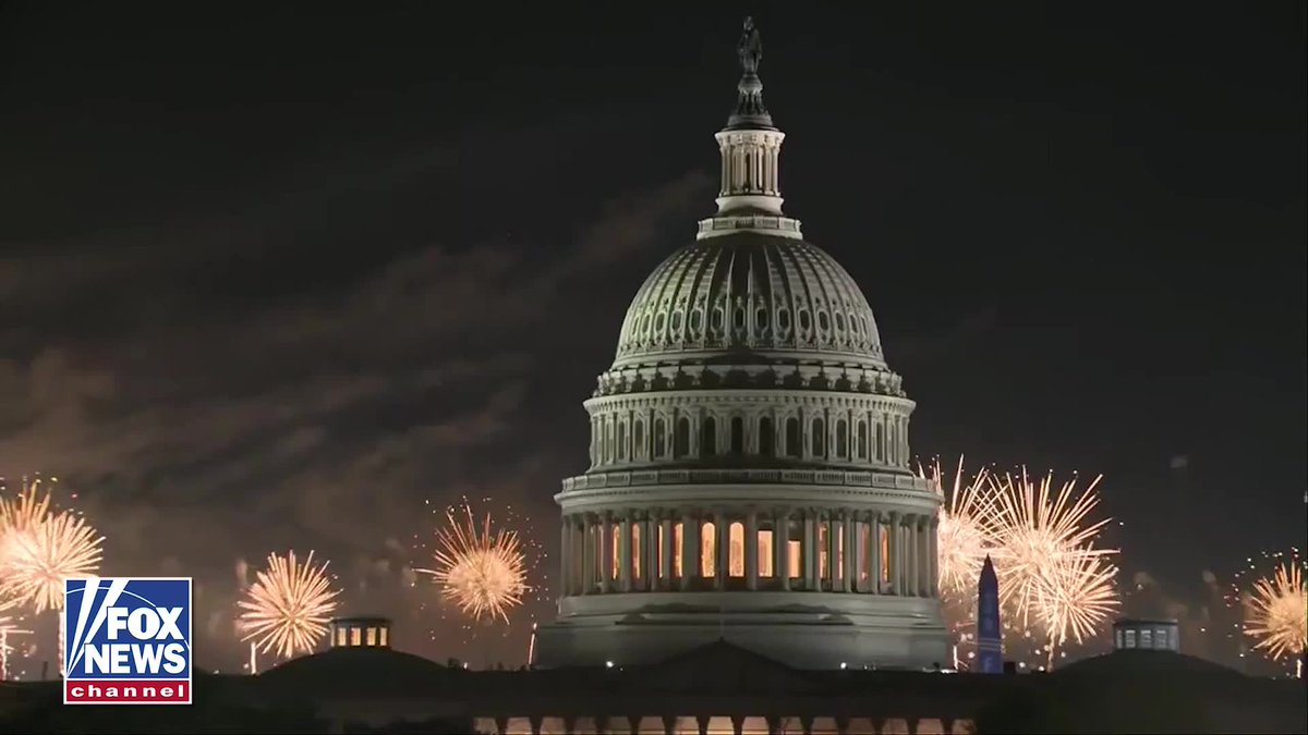WATCH: Fireworks light up the sky behind the Capitol Building as Americans celebrate Independence Day.