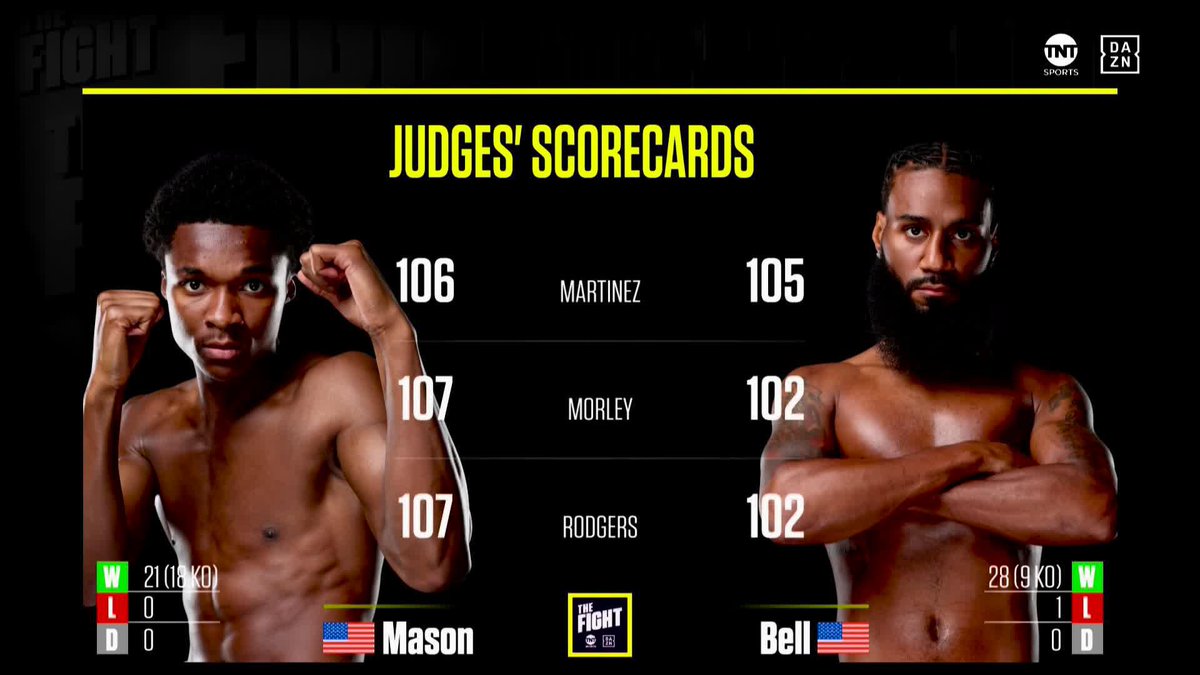 The scorecards before the stoppage 👀 #TheFight ▪️