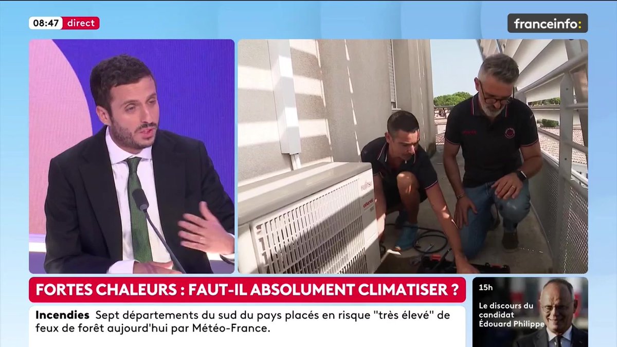 "La climatisation sauve des vies. Il y aurait eu moins de morts dans les appartements s'ils avaient été davantage climatisés", argumente François Gemenne, enseignant à HEC, co-auteur du 6e rapport du GIEC même si "ça ne suffit pas"