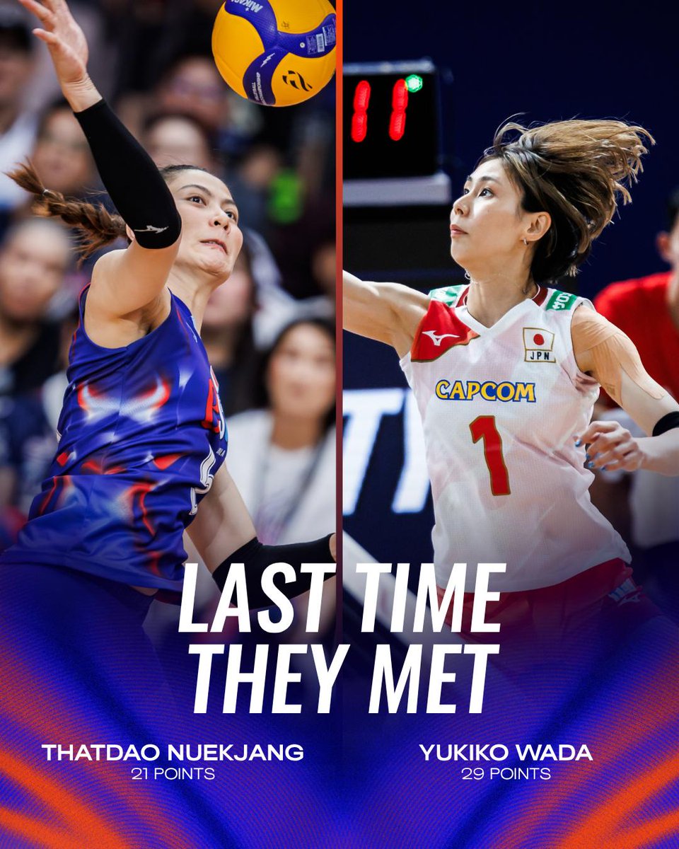 #VNL2026: ASIAN SHOWDOWN RETURNS 🇯🇵🇹🇭 Japan and Thailand meet again this season after a thrilling 2025 clash filled with long rallies, big swings, and one huge comeback 🤩 Thailand gave Japan their first set loss in Week 2 of #VNL2025 🤯 and led 2-0, before Japan bounced back with a reverse sweep 💪🏻 Yukiko Wada 🇯🇵 led the match with 29 points, while Thatdao Nuekjang 🇹🇭 fired back with 21 from the middle 🔥 📺 Watch the 2026 showdown LIVE on VBTV: 🗓️ July 9 | 10:20 AM GMT 🏐 #BePartOfTheGame #Volleyball