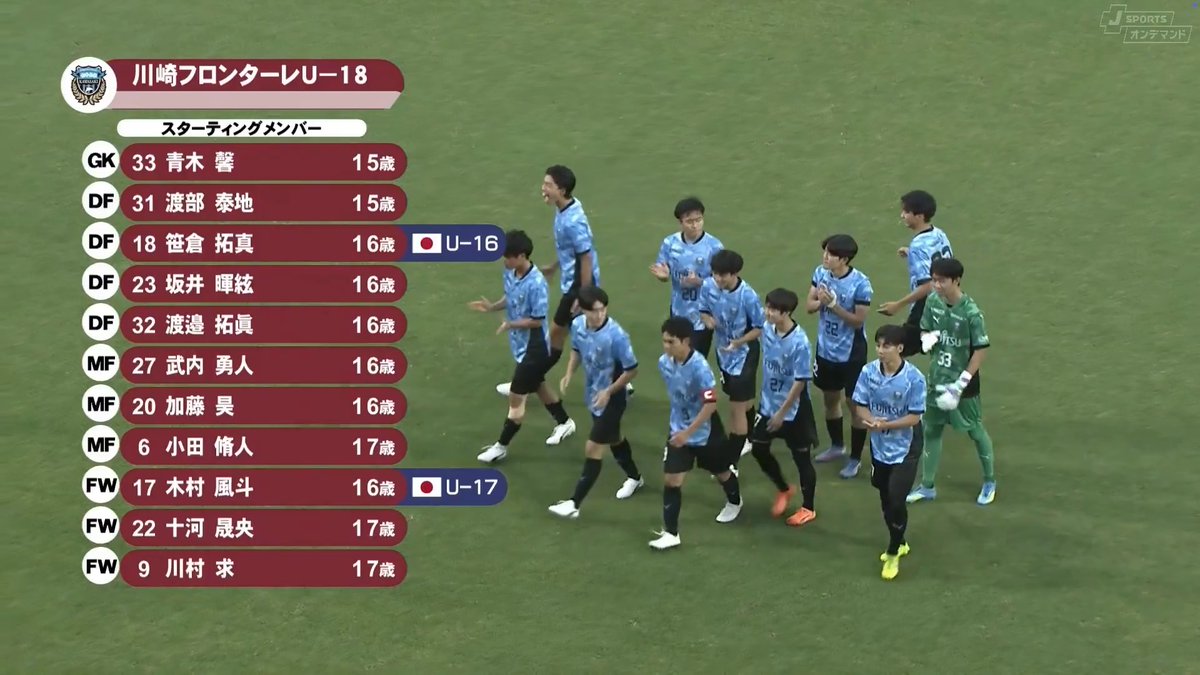 スターティングメンバーです✍️ 決勝 #川崎フロンターレ U-18 vs. #湘南ベルマーレ U-18 🏆#Jユースカップ🏆 決勝 独占LIVE配信！ 🔽ご視聴/ご購入は🔽